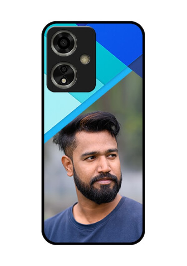 Oppo A59 5G Custom Glass Phone Case - Blue Pattern Design