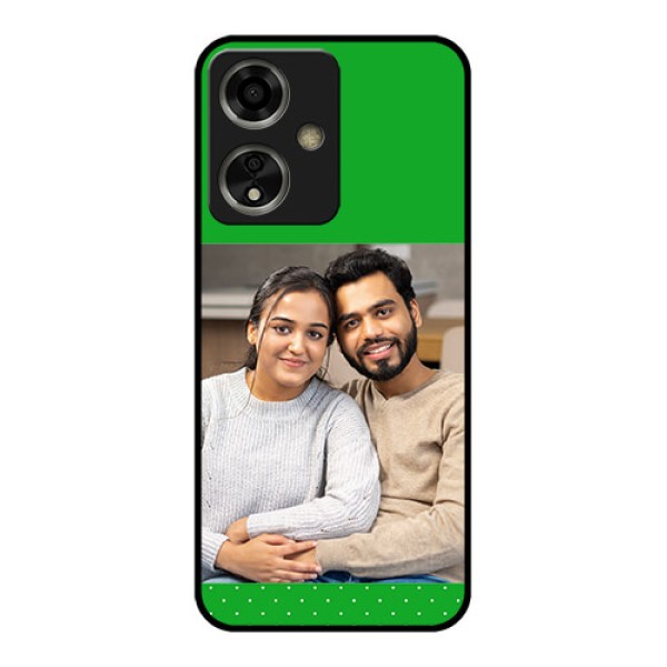 Oppo A59 5G Custom Glass Phone Case - Green Pattern Design