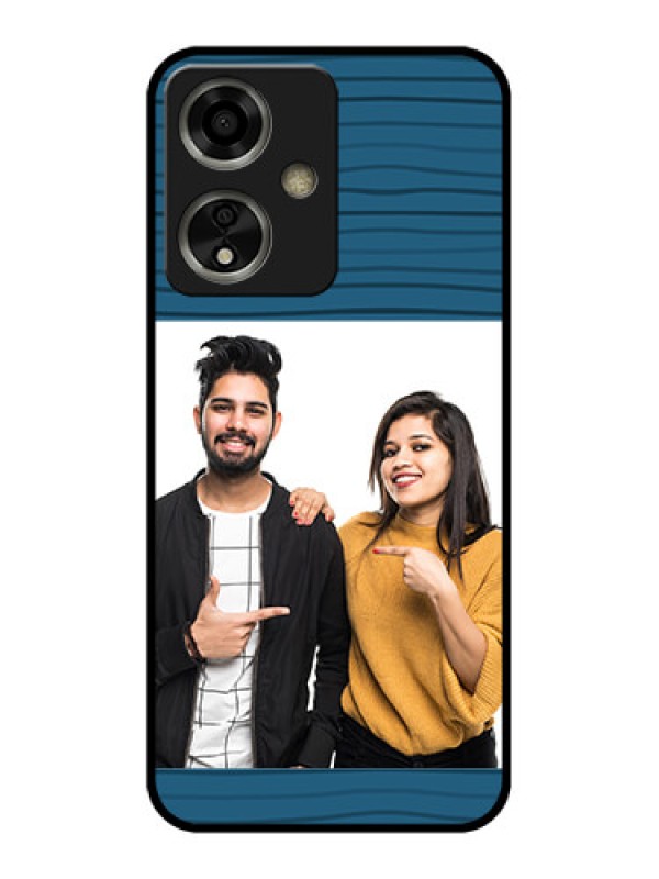 Custom Oppo A59 5G Custom Glass Phone Case - Blue Pattern Cover Design