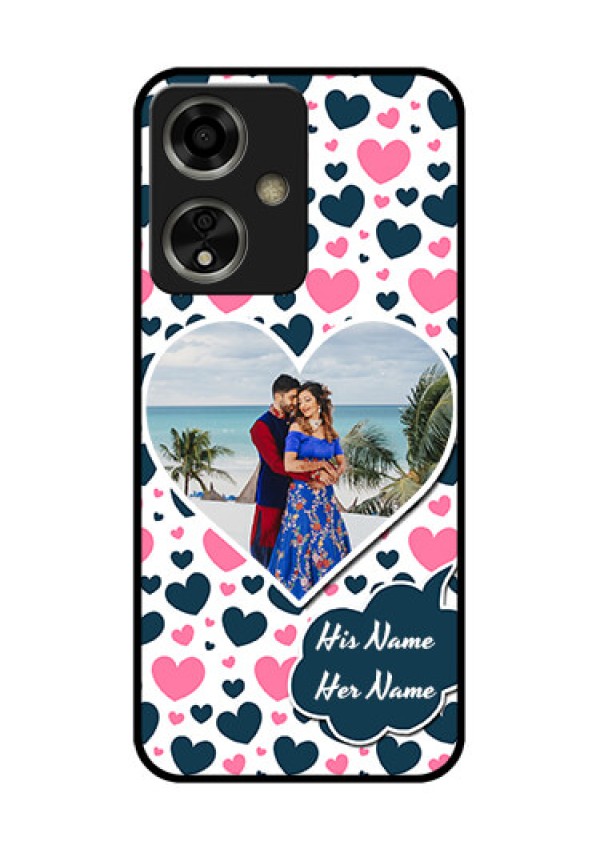 Oppo A59 5G Custom Glass Phone Case - Pink & Blue Heart Design