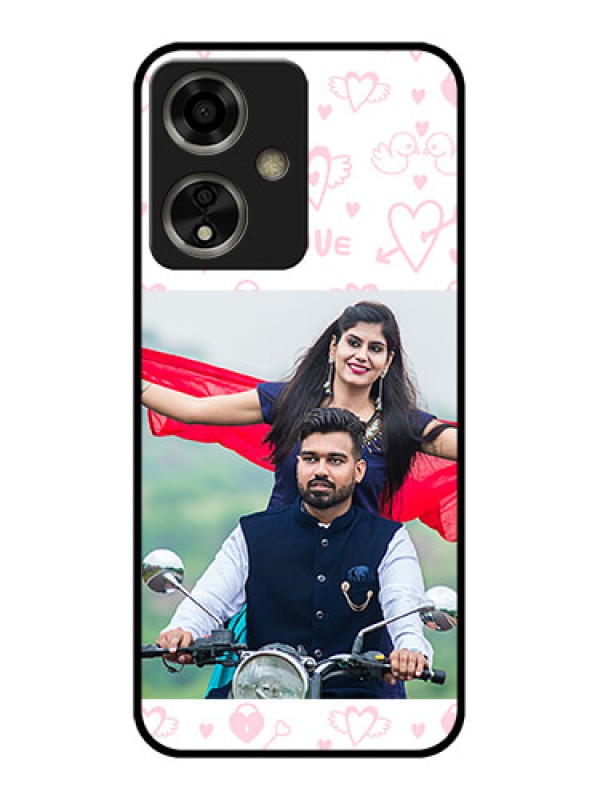 Custom Oppo A59 5G Custom Glass Phone Case - Pink Flying Heart Design