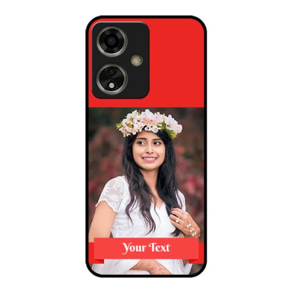 Oppo A59 5G Custom Glass Phone Case - Simple Red Color Design