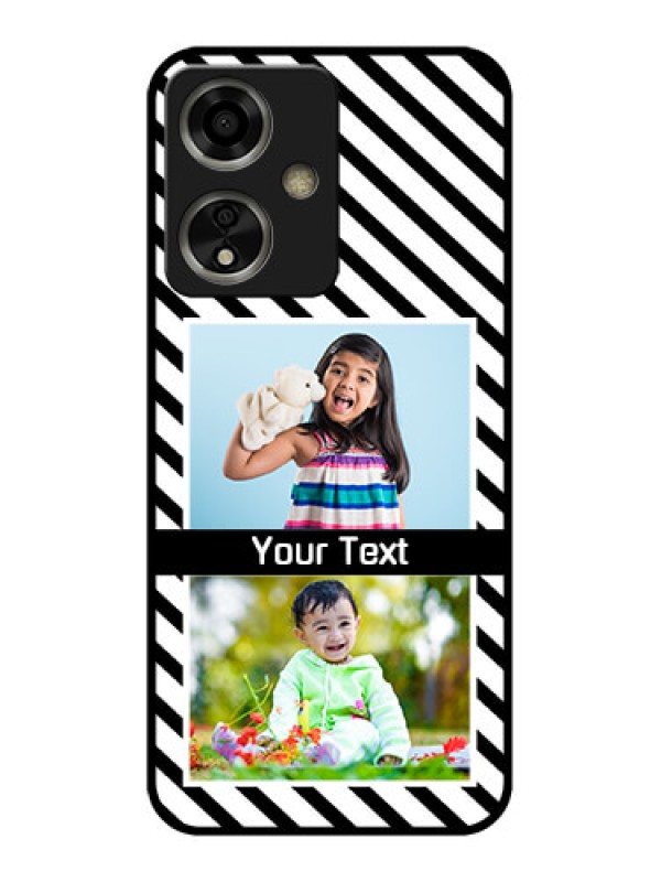 Custom Oppo A59 5G Custom Glass Phone Case - Black And White Stripes Design