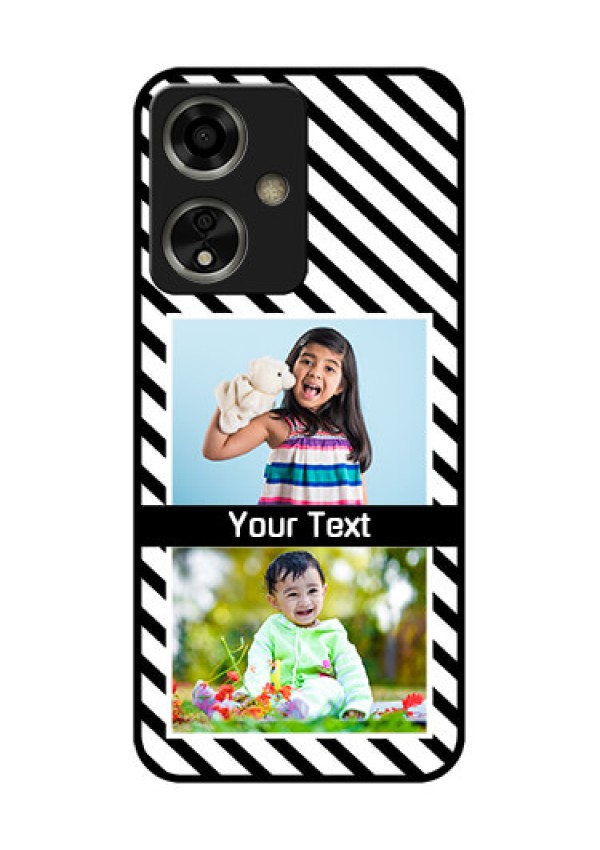 Oppo A59 5G Custom Glass Phone Case - Black And White Stripes Design