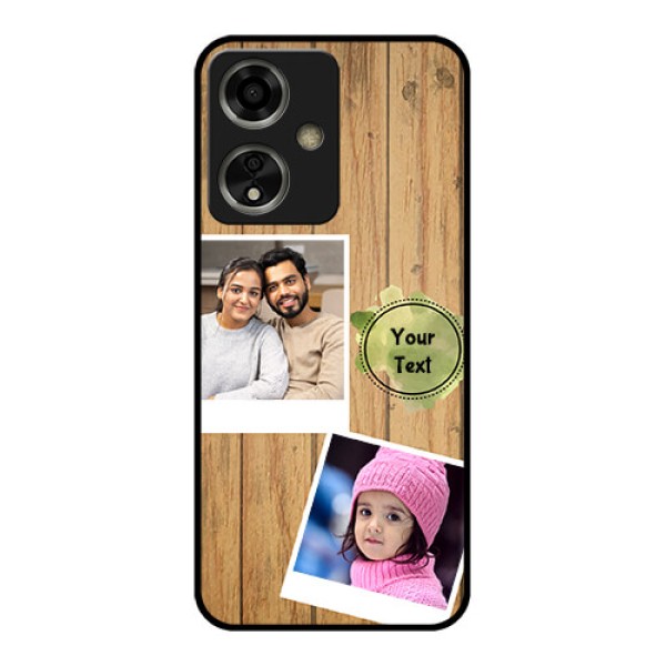 Oppo A59 5G Custom Glass Phone Case - Wooden Texture Design