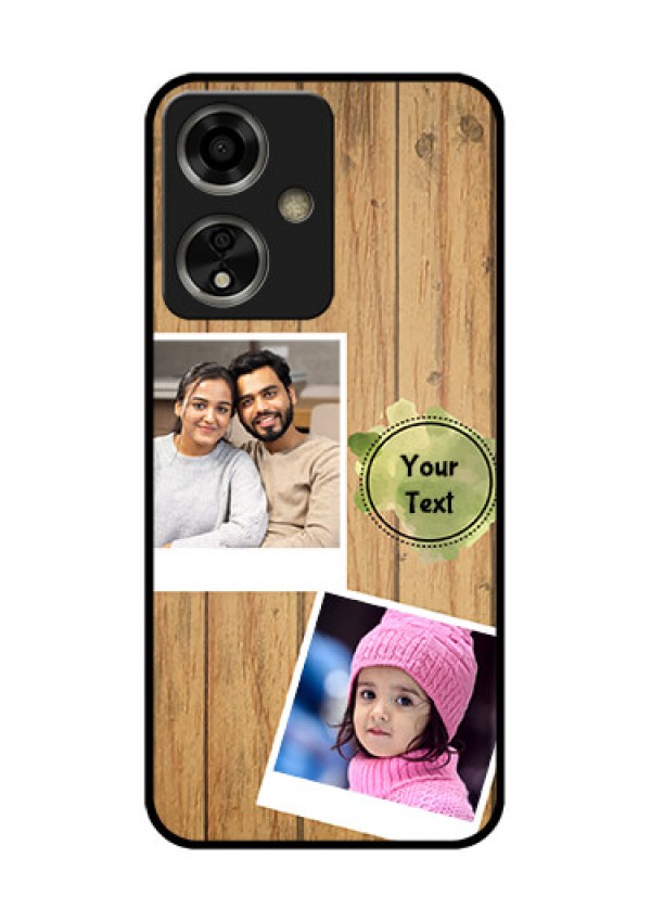 Oppo A59 5G Custom Glass Phone Case - Wooden Texture Design