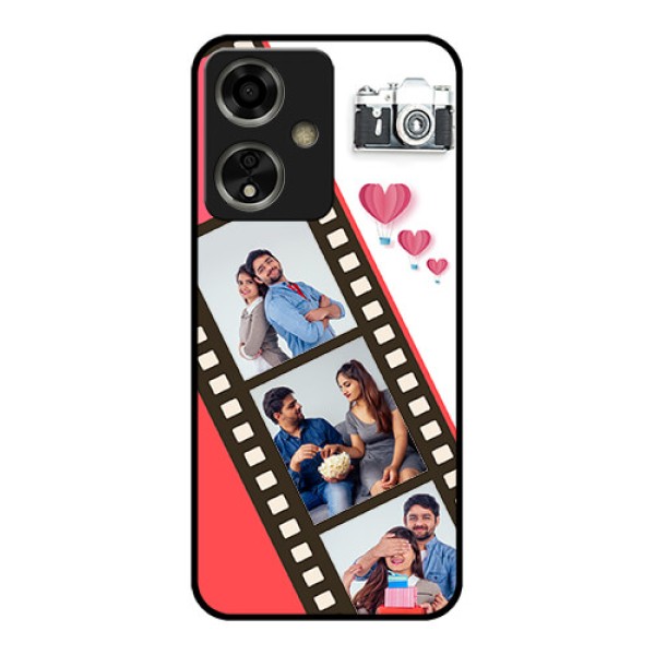 Oppo A59 5G Custom Glass Phone Case - 3 Image Holder With Film Reel