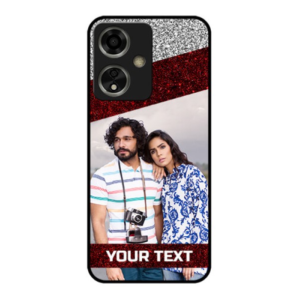 Oppo A59 5G Custom Glass Phone Case - Image Holder With Glitter Strip Design