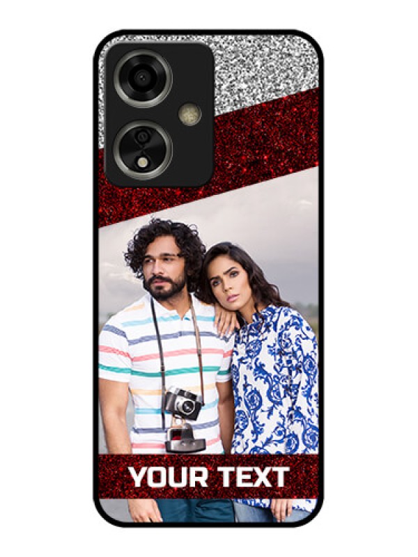 Custom Oppo A59 5G Custom Glass Phone Case - Image Holder With Glitter Strip Design