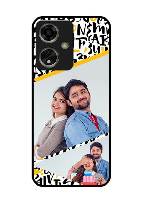 Oppo A59 5G Custom Glass Phone Case - Letters Pattern Design