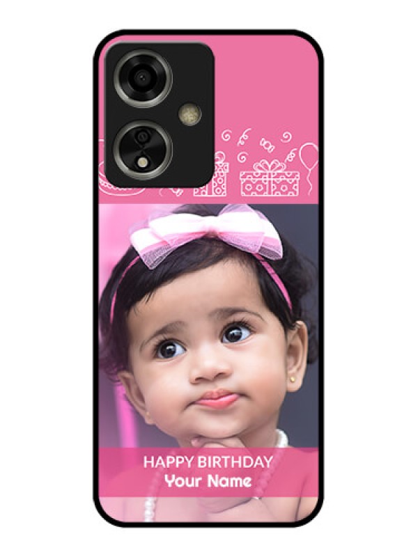Custom Oppo A59 5G Custom Glass Phone Case - With Birthday Line Art Design