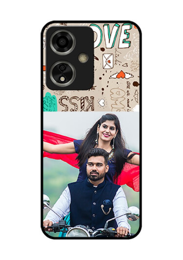 Oppo A59 5G Custom Glass Phone Case - Love Doodle Pattern