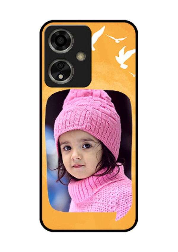 Oppo A59 5G Custom Glass Phone Case - Water Color Design With Bird Icons
