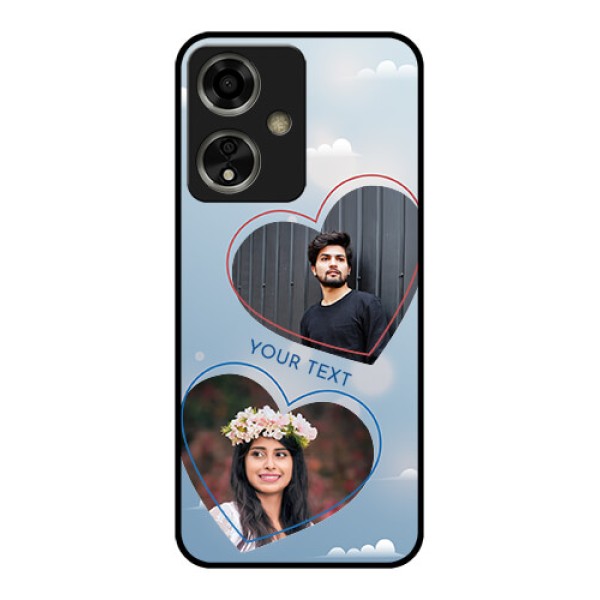 Oppo A59 5G Custom Glass Phone Case - Blue Color Couple Design