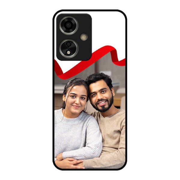 Oppo A59 5G Custom Glass Phone Case - Red Ribbon Frame Design
