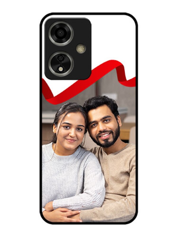 Custom Oppo A59 5G Custom Glass Phone Case - Red Ribbon Frame Design