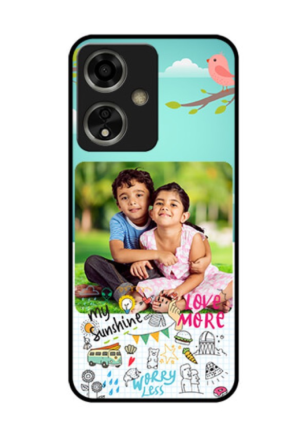 Oppo A59 5G Custom Glass Phone Case - Doodle Love Design