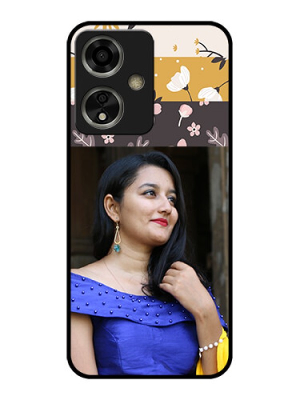 Custom Oppo A59 5G Custom Glass Phone Case - Stylish Floral Design