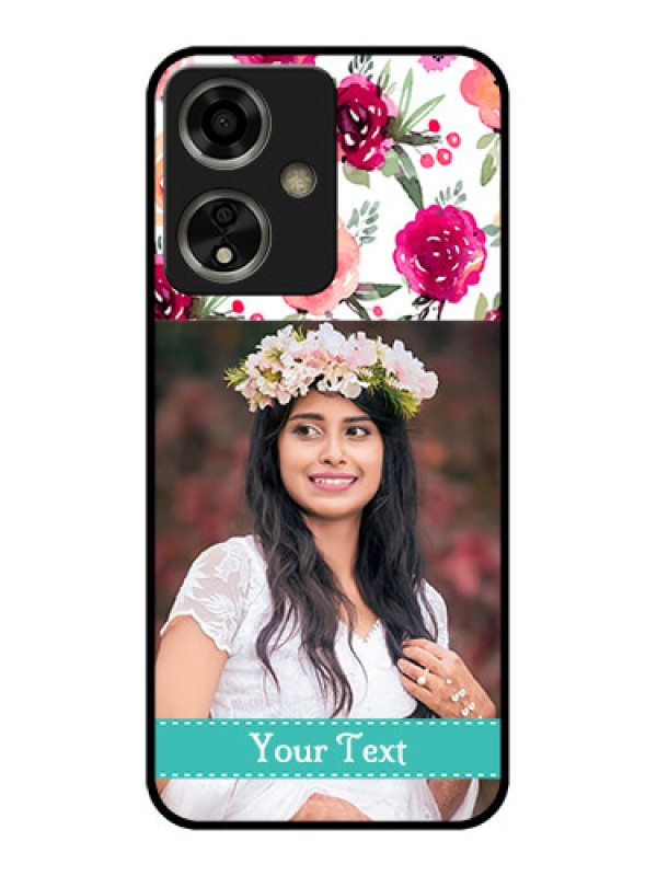 Custom Oppo A59 5G Custom Glass Phone Case - Water Colors Floral Design