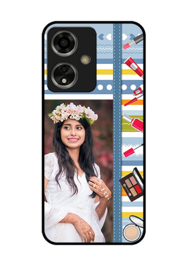 Oppo A59 5G Custom Glass Phone Case - Makeup Icons Design