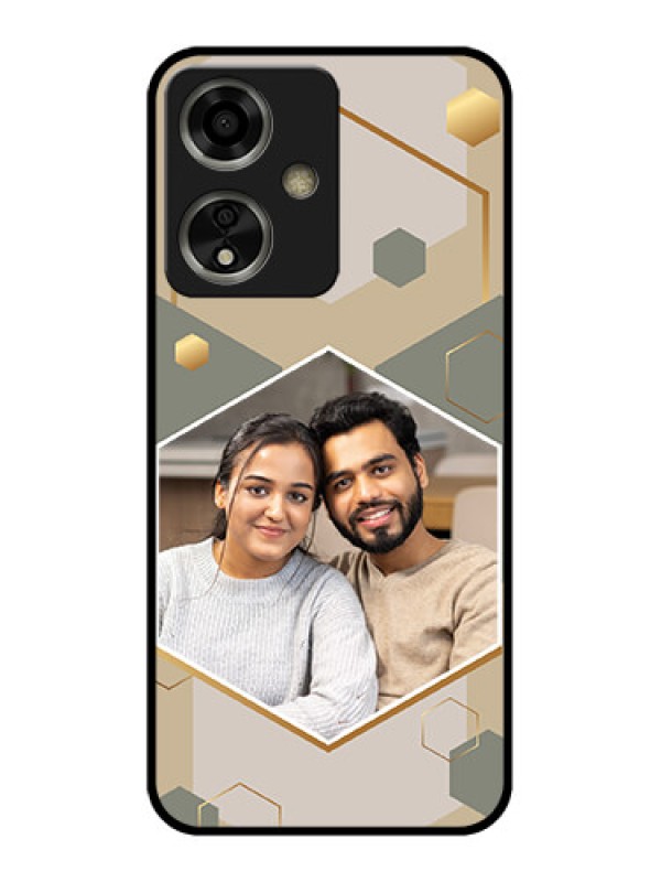Custom Oppo A59 5G Custom Glass Phone Case - Stylish Hexagon Pattern Design