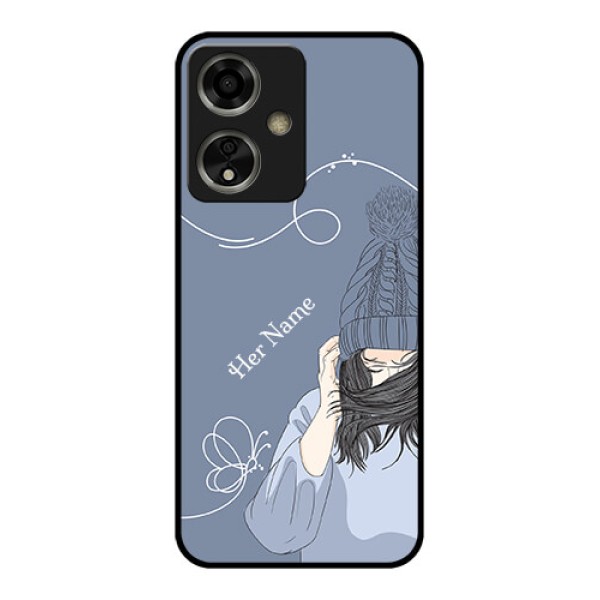 Oppo A59 5G Custom Glass Phone Case - Girl In Winter Outfit Design Oppo A59 5G Custom Glass Phone Case - Girl In Winter Outfit Design
