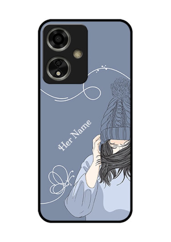 Oppo A59 5G Custom Glass Phone Case - Girl In Winter Outfit Design
