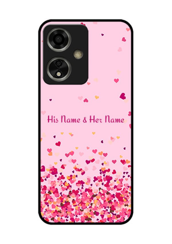 Oppo A59 5G Custom Glass Phone Case - Floating Hearts Design