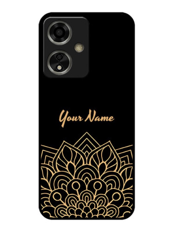 Custom Oppo A59 5G Custom Glass Phone Case - Golden Mandala Design