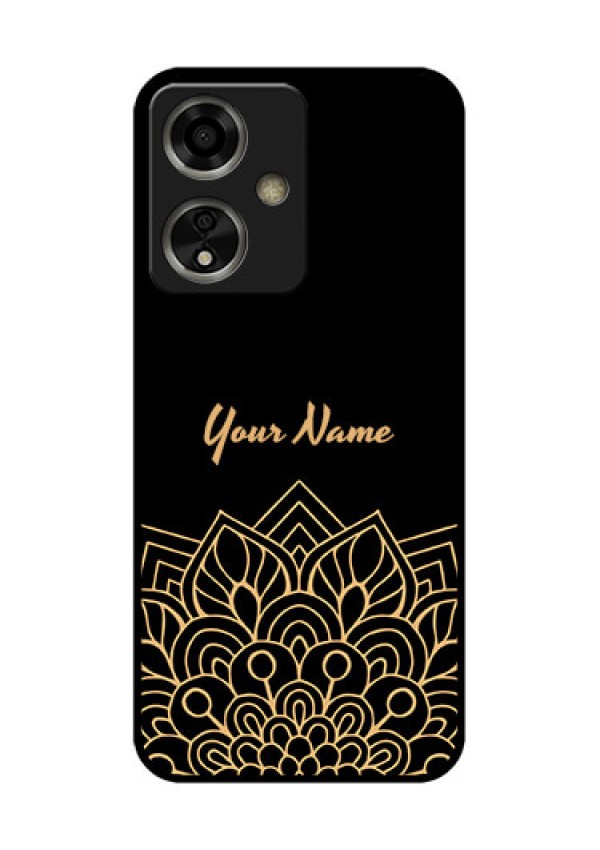 Oppo A59 5G Custom Glass Phone Case - Golden Mandala Design