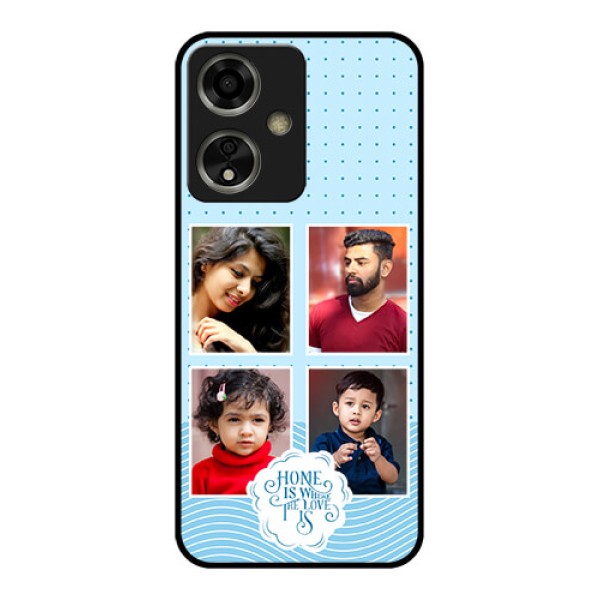 Oppo A59 5G Custom Glass Phone Case - Cute Love Quote With 4 Pic Upload Design