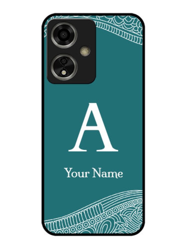 Custom Oppo A59 5G Custom Glass Phone Case - Line Art Pattern With Custom Name Design