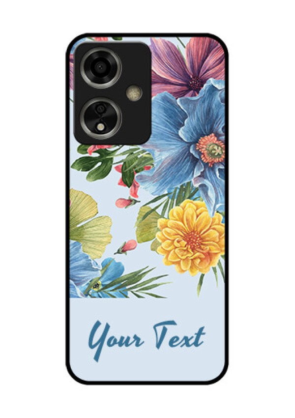 Oppo A59 5G Custom Glass Phone Case - Stunning Watercolored Flowers Painting Design