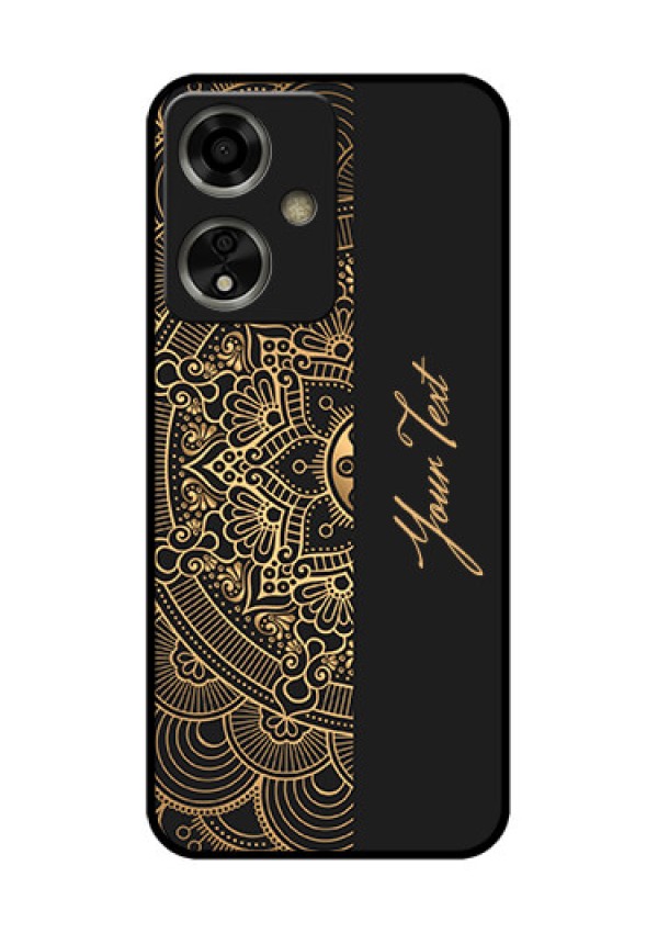 Oppo A59 5G Custom Glass Phone Case - Mandala Art With Custom Text Design