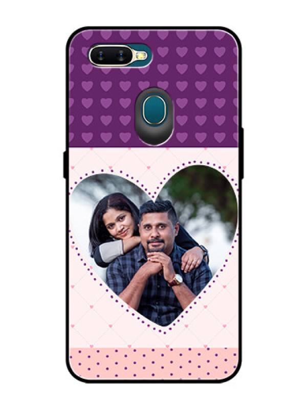 Custom Oppo A5s Custom Glass Phone Case  - Violet Love Dots Design