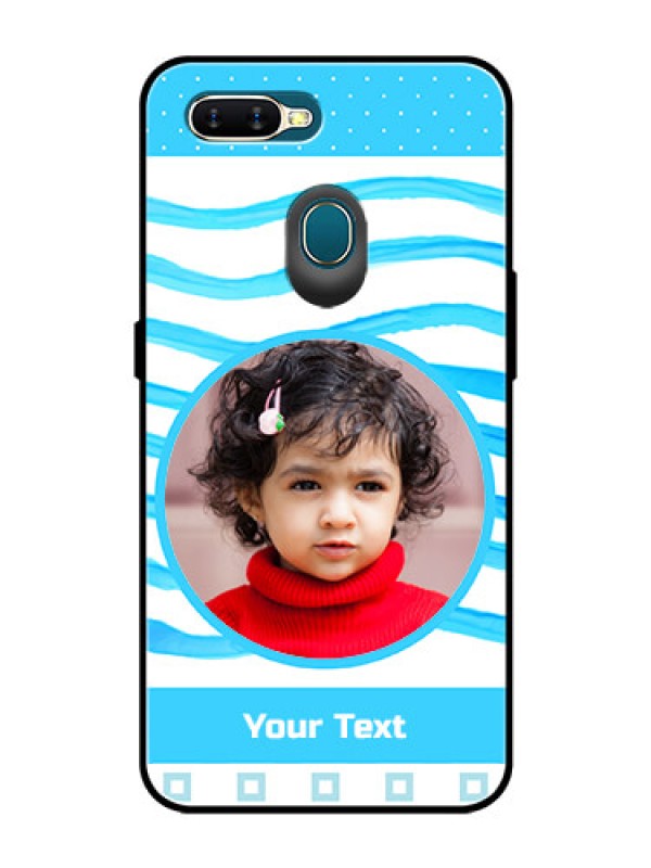 Custom Oppo A5s Custom Glass Phone Case  - Simple Blue Case Design