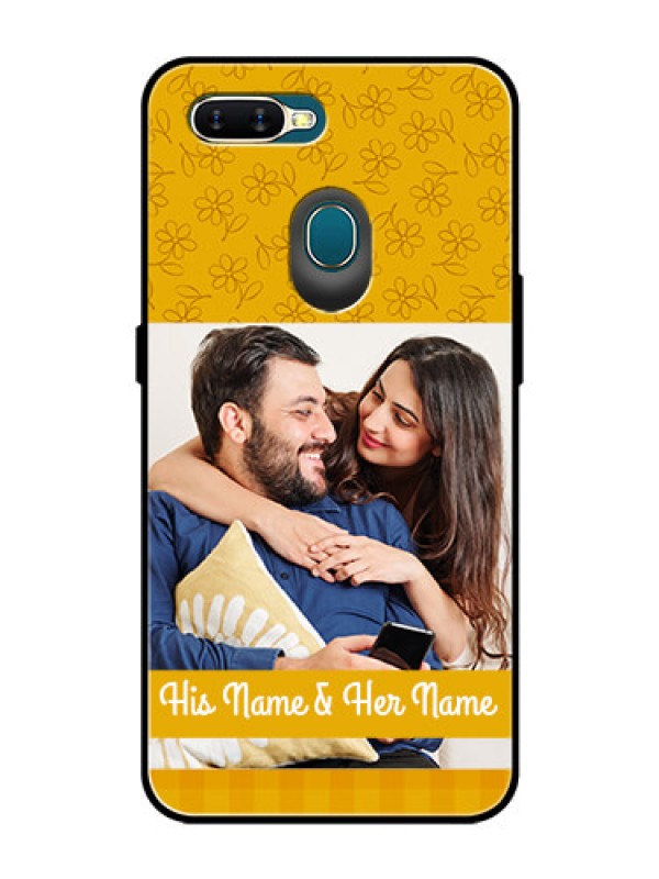 Custom Oppo A5s Custom Glass Mobile Case  - Yellow Floral Design