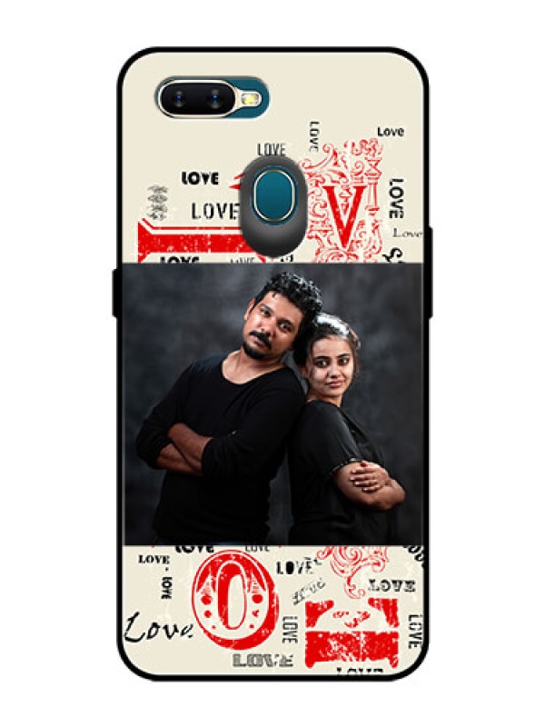 Custom Oppo A5s Photo Printing on Glass Case  - Trendy Love Design Case