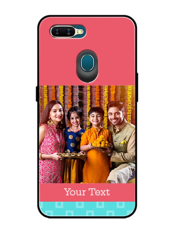 Custom Oppo A5s Personalized Glass Phone Case  - Peach & Blue Color Design