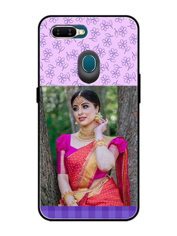 Custom Oppo A5s Custom Glass Phone Case  - Purple Floral Design