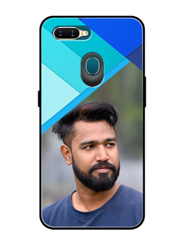 Custom Oppo A5s Custom Glass Phone Case  - Blue Pattern Design