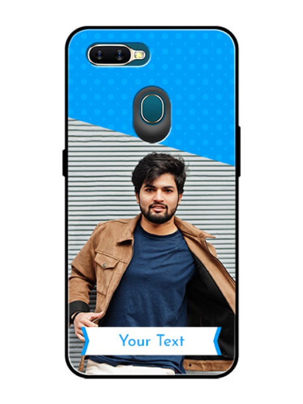 Custom Oppo A5s Photo Printing on Glass Case  - Simple Blue Color Design