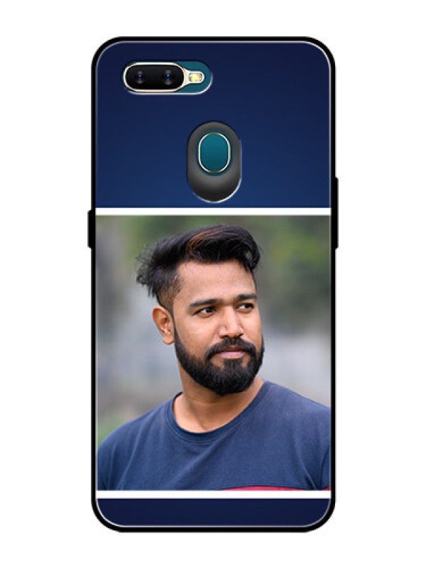 Custom Oppo A5s Personalized Glass Phone Case  - Simple Royal Blue Design