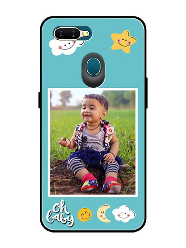 Custom Oppo A5s Personalized Glass Phone Case  - Smiley Kids Stars Design