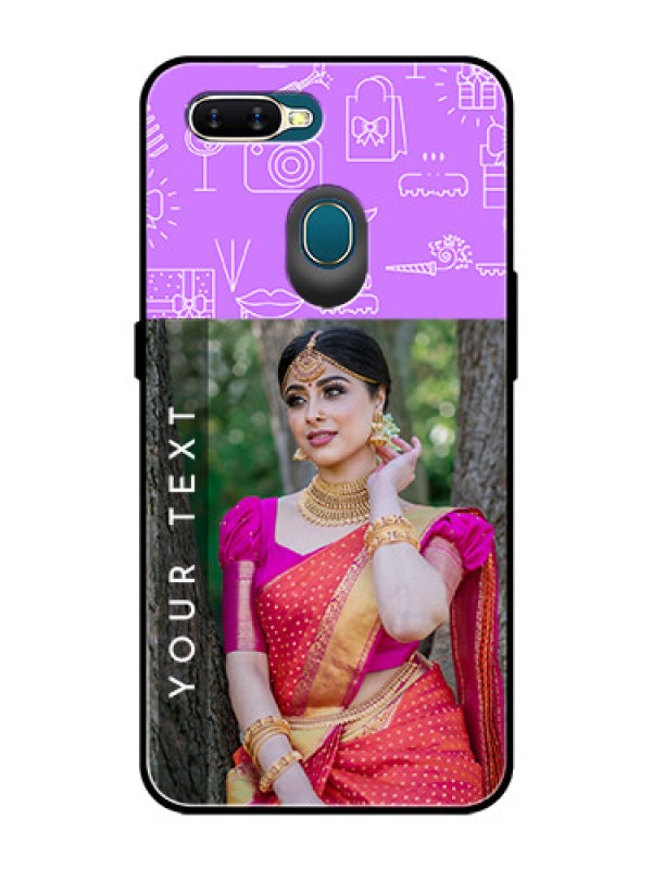 Custom Oppo A5s Custom Glass Mobile Case  - Birthday Icons Design