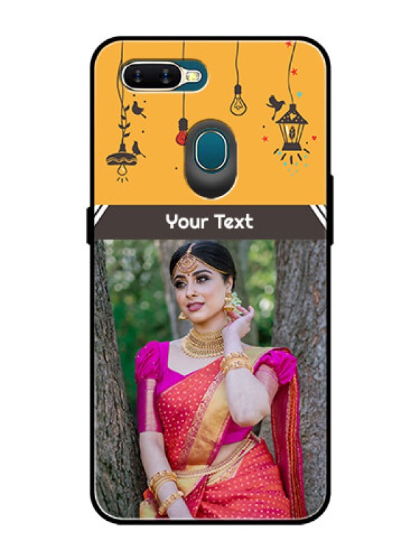 Custom Oppo A5s Custom Glass Mobile Case  - with Family Picture and Icons 