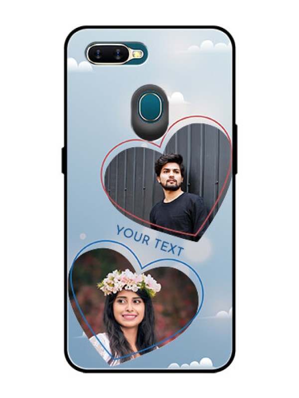 Custom Oppo A5s Custom Glass Mobile Case  - Blue Color Couple Design 