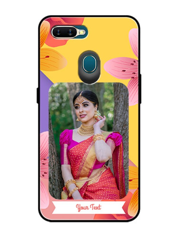 Custom Oppo A5s Custom Glass Mobile Case  - 3 Image With Vintage Floral Design