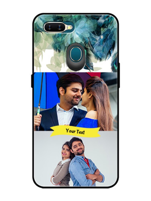 Custom Oppo A5s Personalized Glass Phone Case  - Image with Boho Peacock Feather Design