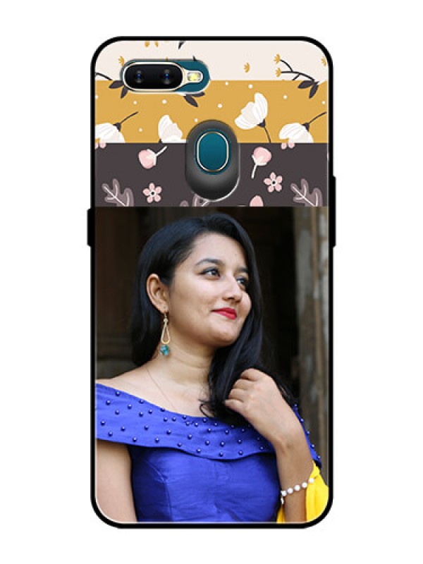 Custom Oppo A5s Custom Glass Phone Case  - Stylish Floral Design